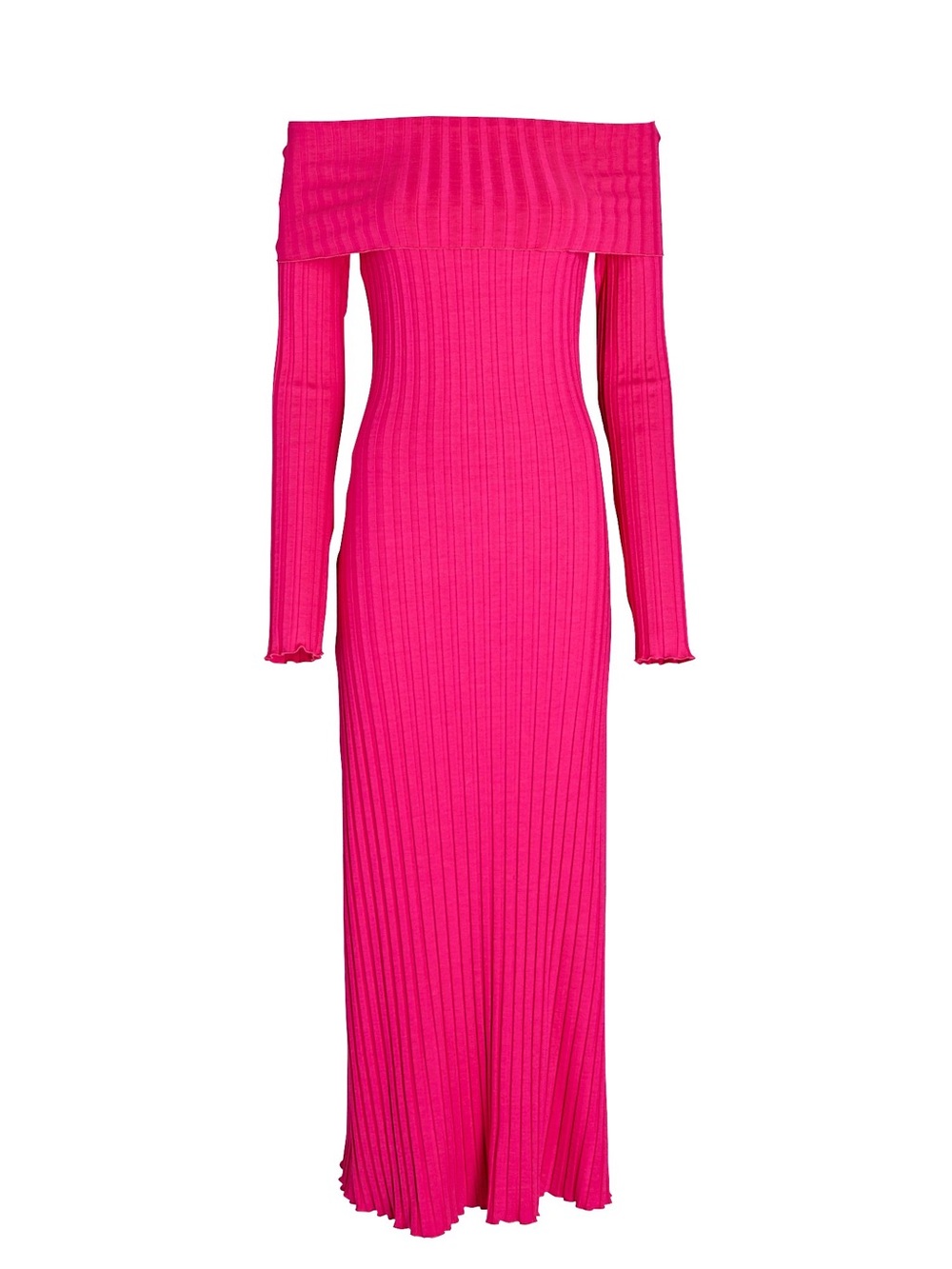 Simon Miller Off-Shoulder Ribbed Maxi Dress — Hot Pink